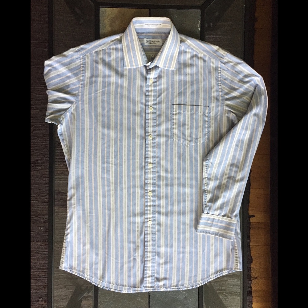 Yves Saint Laurent Dress Shirt 16 Medium Blue